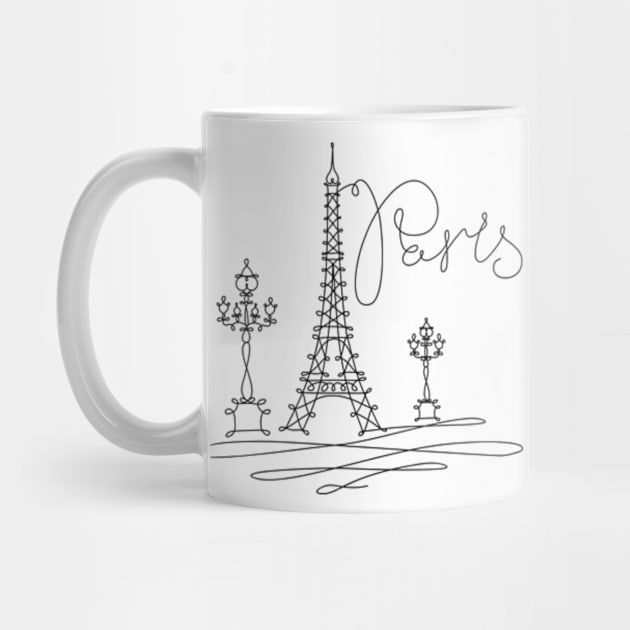 Paris France Eiffel Tower Line Art by Cun-Tees!